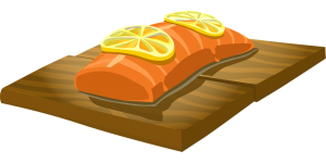 salmon on chopping board