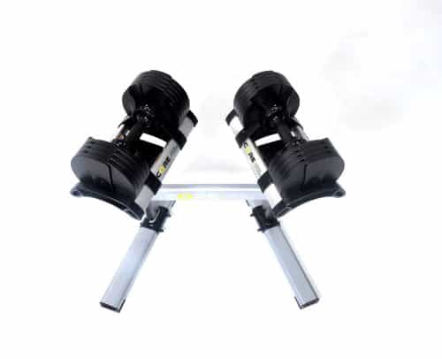 pair of dumbbells on stand