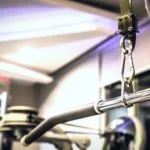 close up of lat pulldown bar in home gym