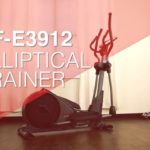 the sunny health and fitness SF-E3912 elliptical standing on its own in front room of house