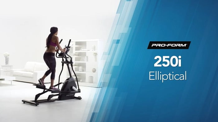 proform 250i woman woman exercising on proform elliptical trainer 250i