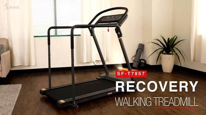 Sunny Health & Fitness SF-T7857 Recovery Walking Treadmill in front room