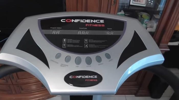 Confidence fitness vibration platform monitor demonstration in home of confidence fitness vibration machine monitor