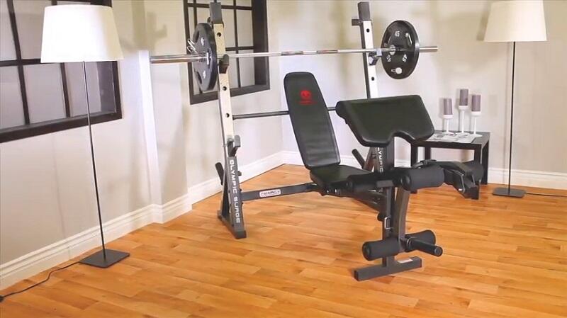 marcy diamond elite Olympic bench in home gym
