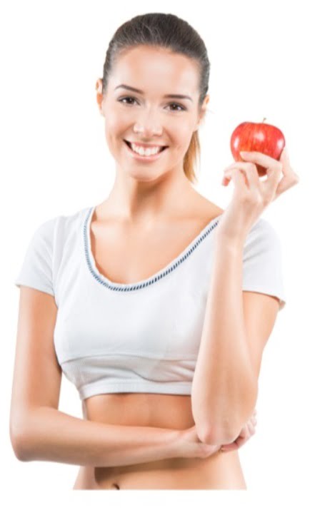 fit young woman holding an apple