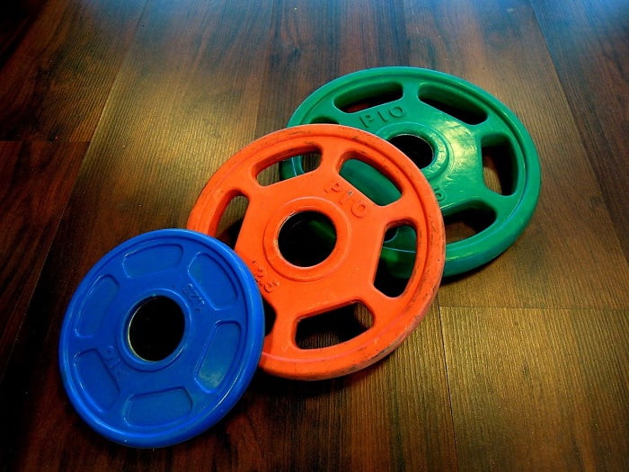 weight-plates- three different size and colour weight plates