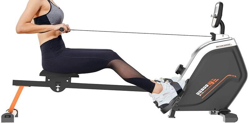 woman on pooboo magnetic rower