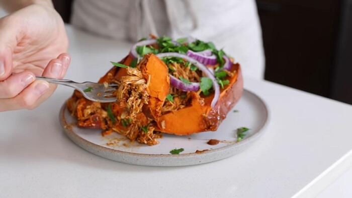 cooked sweet potato cooked sweet potato on a plate