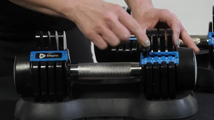 lifepro adjustable dumbbell adjustment system lifepro single 25lb pull slide selector adjustment system