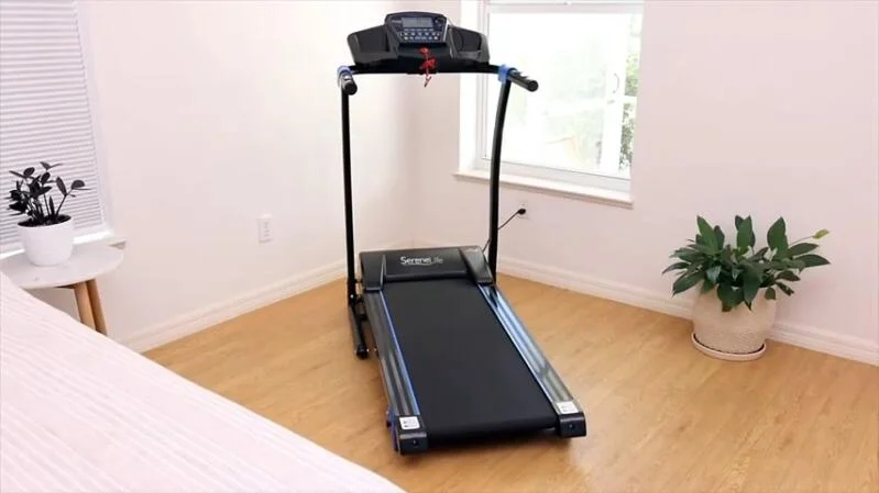 serene folding treadmill in front room of house