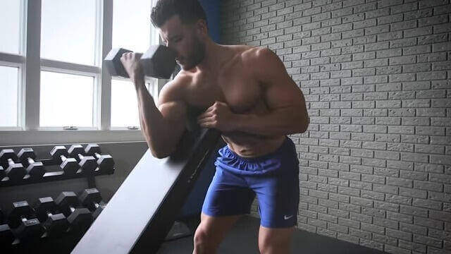 Incline Bench Preacher Curl Incline Bench Preacher Curl with dumbbells
