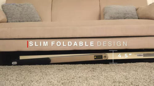 sunny asuna treadmill folded flat under sofa