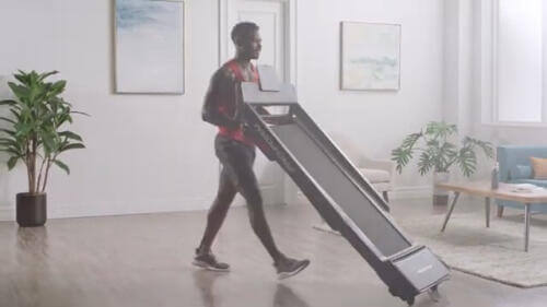 proform city folded and moved ProForm City L6 Treadmill transport wheels