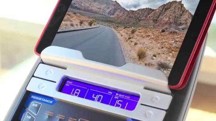 Nautilus E616 Elliptical monitor nautilus elliptical monitor showing explore the world app