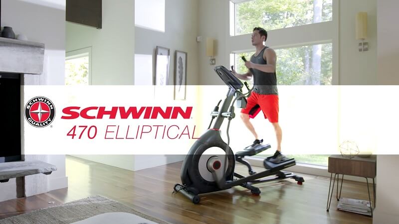 man pedaling on schwinn 470 elliptical trainer