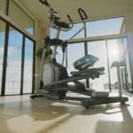 rear view of nordictrack elliptical in a home gym