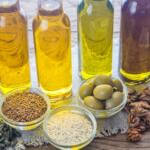 bottle with different kinds of seed oils