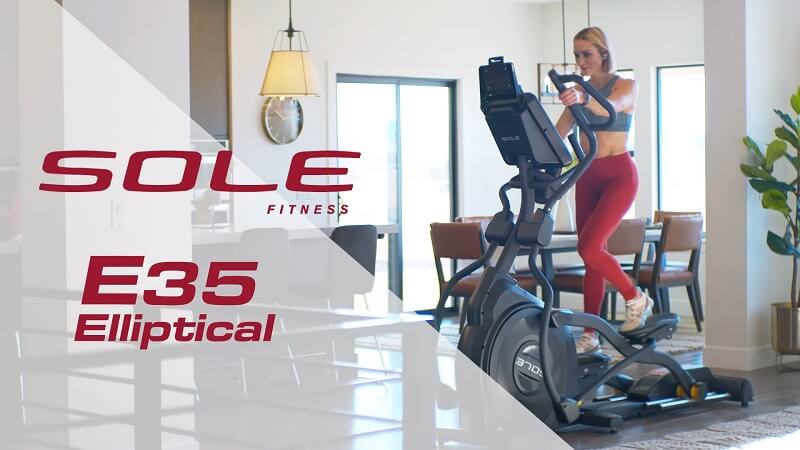 woman pedaling on sole e35 elliptical trainer