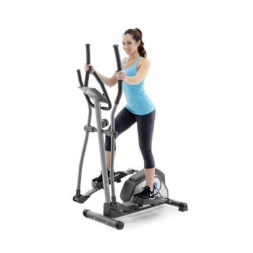 marcy elliptical woman standing on Marcy elliptical