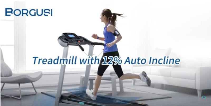 BORGUSI Treadmill with Auto Incline Feature- woman running on borgusi treadmill