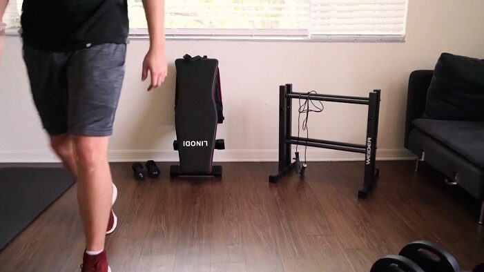 Linodi bench folded against the wall