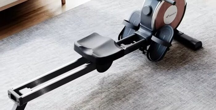 dual slide rail merach rowing machine