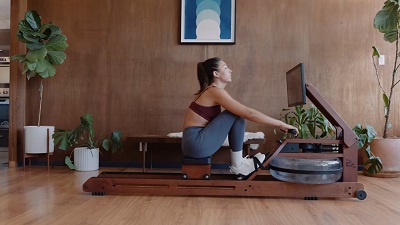 side view ergatta luxe side view ergatta water rower, in home setting